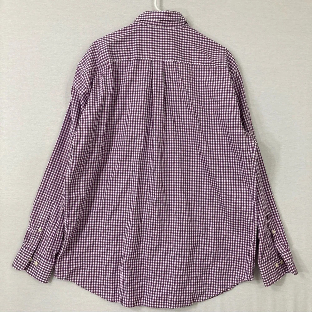 Peter Millar Purple White Gingham Nanoluxe Cotton Long Sleeve Button Down XL - Picture 8 of 9